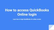 How to access QuickBooks Online Login