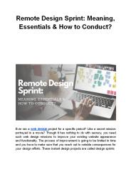 Remote Design Sprint: Meaning, Essentials & How to Conduct?
