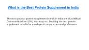 What is the Best Protein Supplement in India