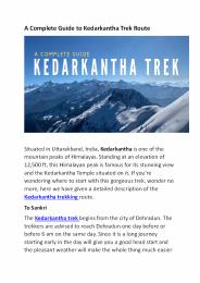 A Complete Guide to Kedarkantha Trek Route