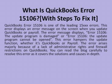 What Is QuickBooks Error 15106?[With Steps To Fix It]