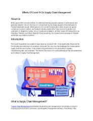 Effects Of Covid-19 On Supply Chain Management