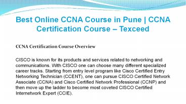 Best Online CCNA Course in Pune | CCNA Certification Course – Texceed