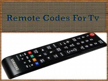 Remote Codes For Tv