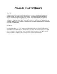 A Guide To Investment Banking