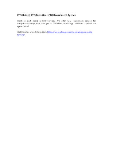 CTO Hiring | CTO Recruiter | CTO Recruitment Agency