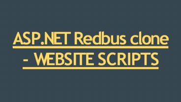 ASP.NET Redbus clone - WEBSITE SCRIPTS
