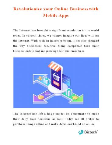 Revolutionize your Online Business with Mobile Apps