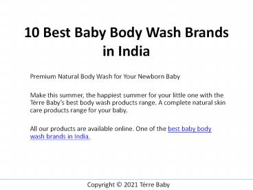 Best Baby Body Wash Brands in India