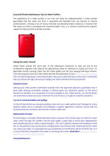 Easy And Effective Maintenance Tips for Water Purifiers (1)