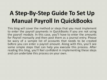 A Step-By-Step Guide To Set Up Manual Payroll In QuickBooks