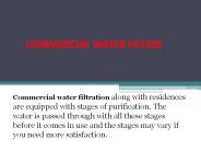 COMMERCIAL WATER FILTERS