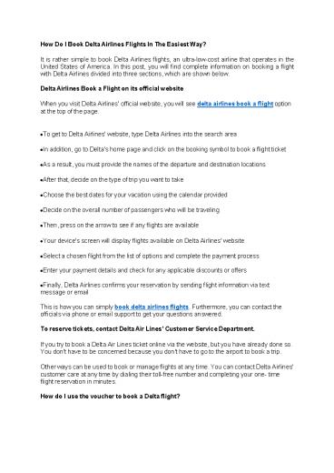 How Do I Book Delta Airlines Flights In The Easiest Way?