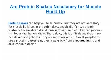 Are Protein Shakes Necessary for Muscle Build Up