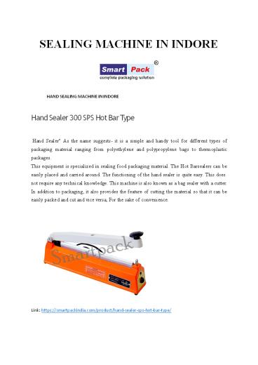 Sealing Machine In India
