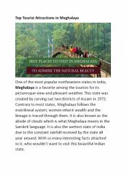 Top Tourist Attractions in Meghalaya