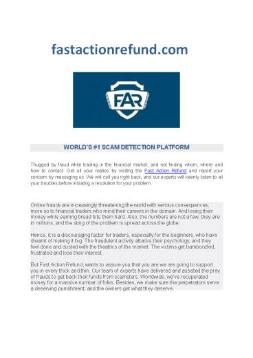 WORLD’S #1 SCAM DETECTION PLATFORM