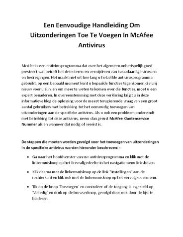Een Eenvoudige Handleiding Om Uitzonderingen Toe Te Voegen In McAfee Antivirus