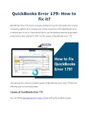 How to fix and Resolve QuickBooks Error 179?