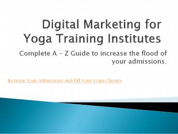 Digital Marketing for Yoga Training Institutes