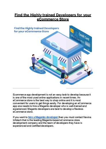 Find the Highly trained Developers for your eCommerce Store
