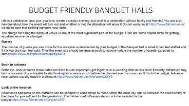 Budget friendly banquet halls