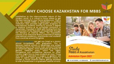 Why choose Kazakhstan for MBBS  | PSP Education