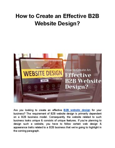 How to Create an Effective B2B Website Design?