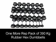 One More Rep 390Kg Rubber Hex Dumbbells