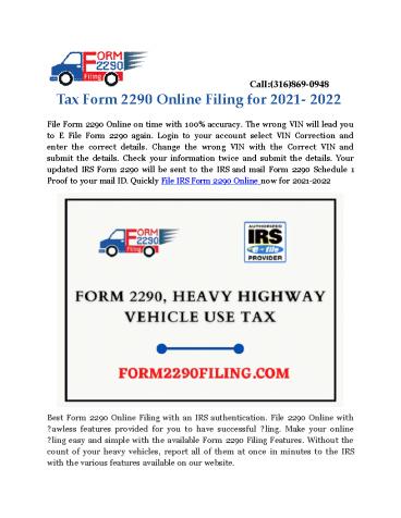 Form 2290 Online Filing & Preparation