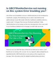 Is QBCFMonitorService not running on this computer Error troubling you?