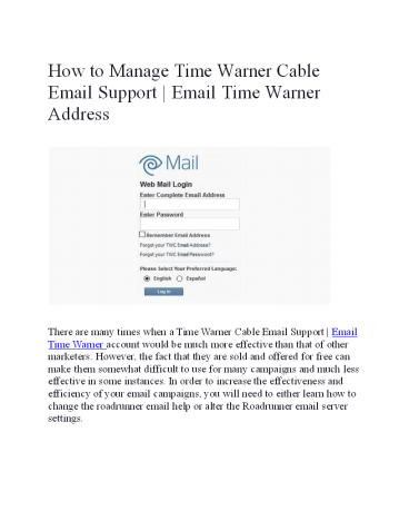Time Warner Cable Email Support | Email Time Warner