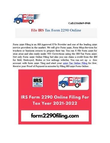 IRS Form 2290 Online to Pay IRS Online Heavy Vehicle Use Tax (1)