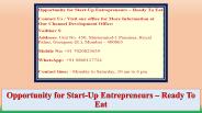 Opportunity for Start-Up Entrepreneurs – Ready To Eat