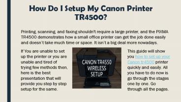 How to setup Canon Printer TR4500