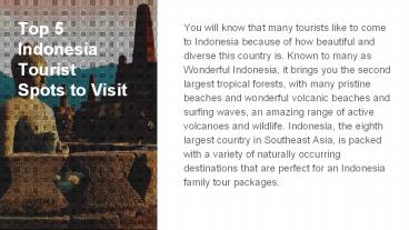 Top 5 Indonesia Tourist Spots to Visit