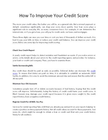 How To Improve Your Credit Score