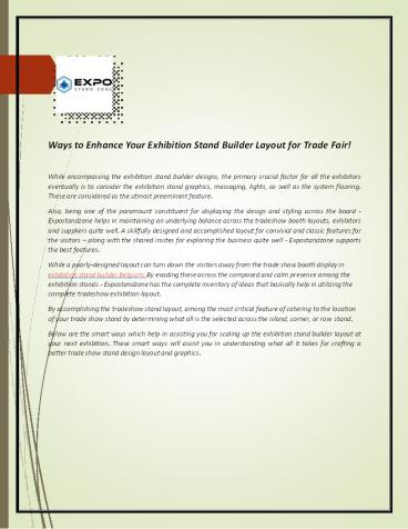 Ways to Enhance Your Exhibition Stand Builder Layout for Trade Fair