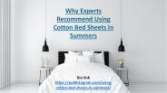 Why Using Cotton Bed Sheets In Summers