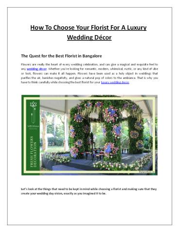 How to choose your florist for a luxury wedding décor