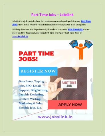 Part Time Jobs – Jobslink