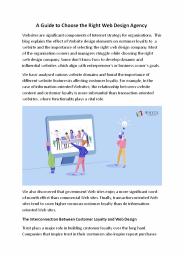 A Guide to Choose the Right Web Design Agency
