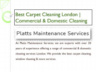 Best Carpet Cleaning London | Commercial & Domestic Cleaning