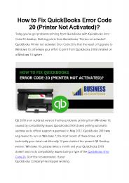 QuickBooks Printer Not Activated Error Code 20 - How to Fix?