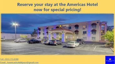 Book your Holiday Hotel in El Paso Airport Texas