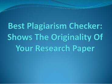 Best Plagiarism Checker for Research Papers