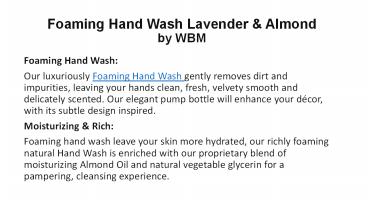 Foaming Hand Wash Lavender & Almond by WBM