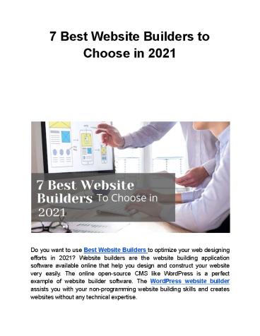 7 Best Website Builders to Choose in 2021