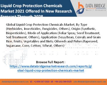 Liquid Crop Protection Chemicals Market 2021 Offered In New Research Forecast Through 2028