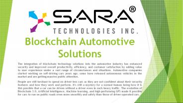 Blockchain Automotive Solutions
